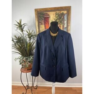 Le Suit Blazer Jacket Women's 18W Navy Single Breasted 90s Minimalist Structured